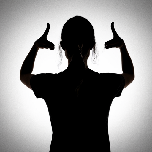 image of a person pointing at their back with 2 hands silhouette