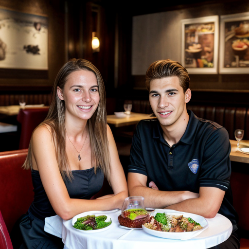 Goretzka and Vanessa at the restaurant 