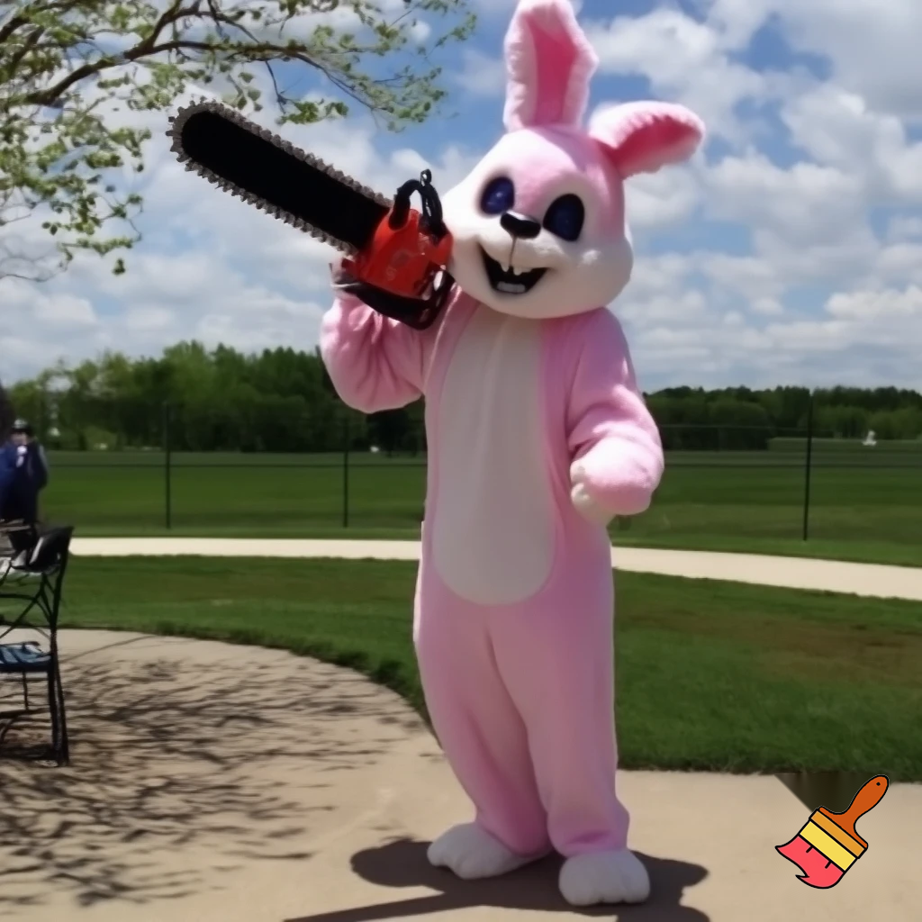 Easter bunny with a chainsaw Easter bunny mascot costume