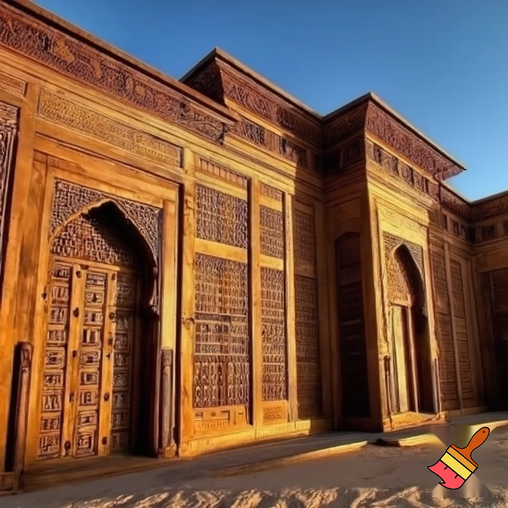 Wooden arabian building image