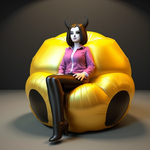 3d Succubus woman inflated into a huge ball with her head on top with clothes on 