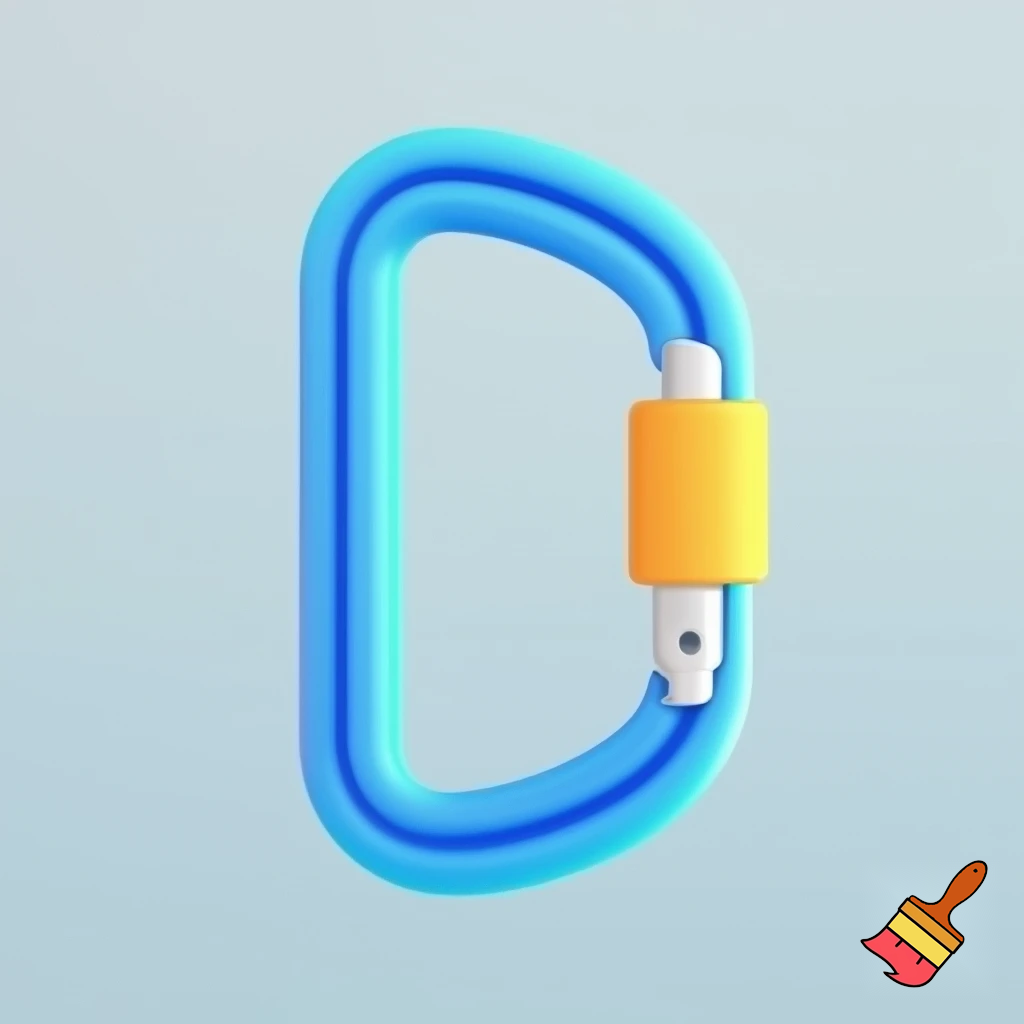 single icon of carabiner in cartoon style 