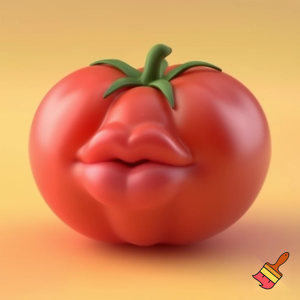 A small tomato with just big lips, with big breast and big rear but no eyes 