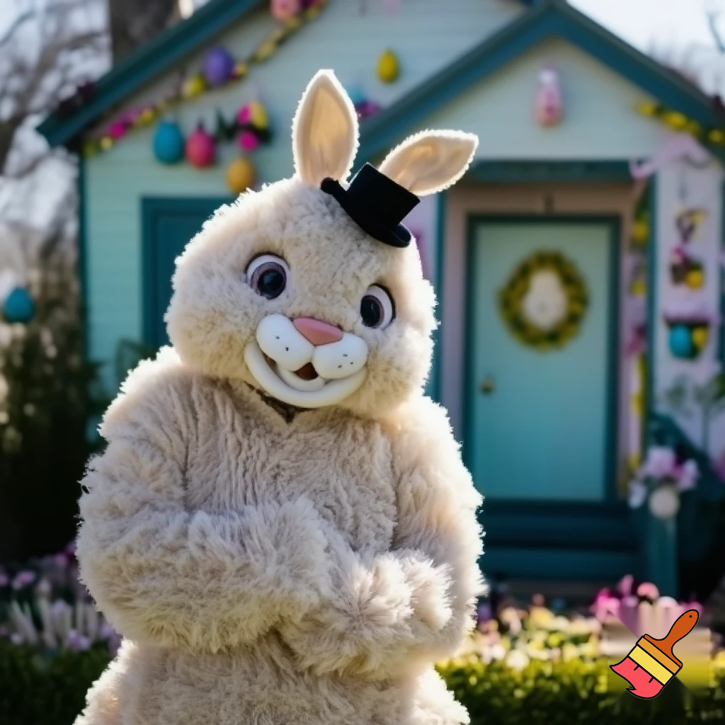 Easter bunny mascot costume top hat Easter only sells house