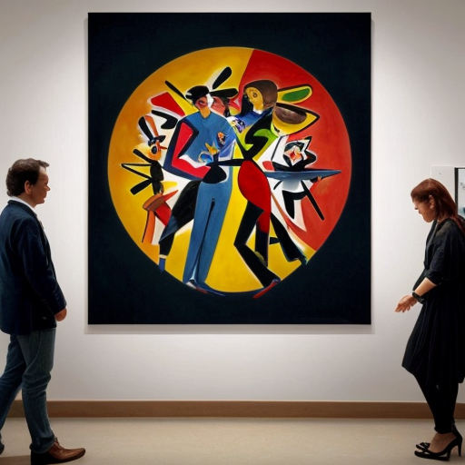 Put surreal Features in a circle consisting of multiple abstract figures in  Miro  and Matisse style