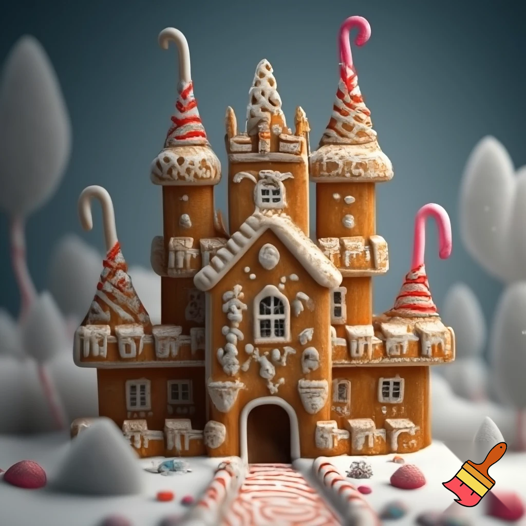 A gingerbread house castle