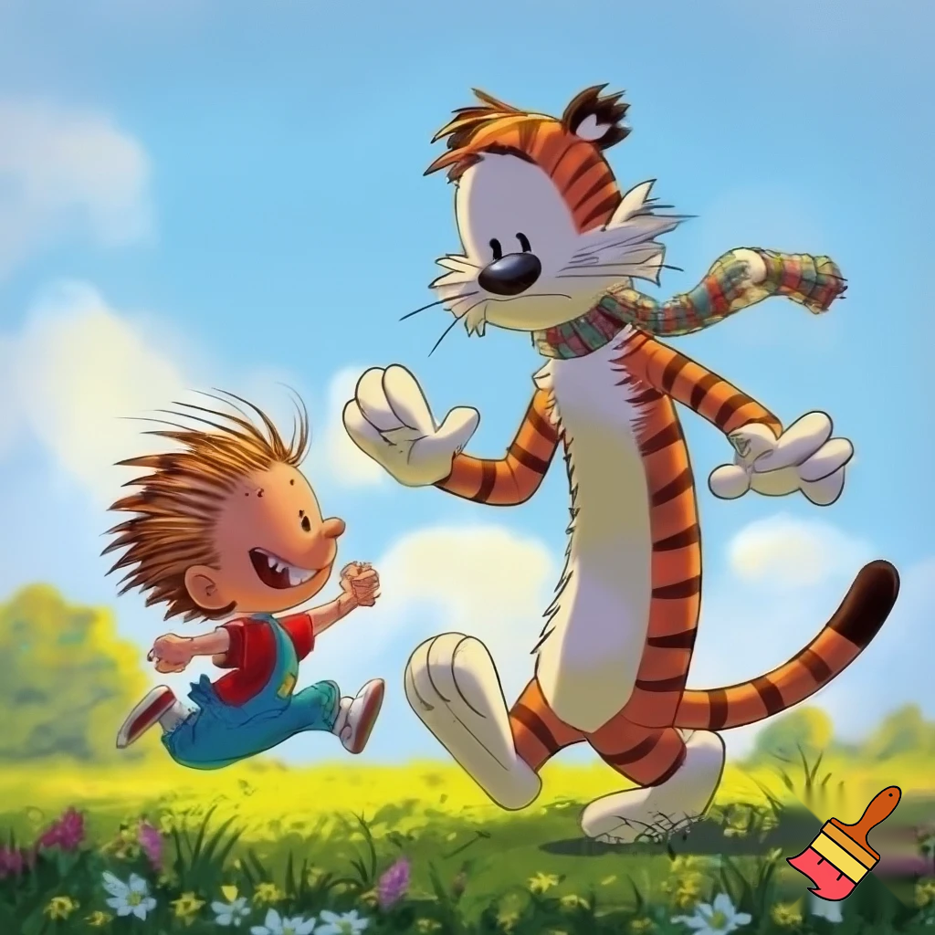 im making a comic strip series like calvin and hobbes, give me 2 more origanal charachters with imagas