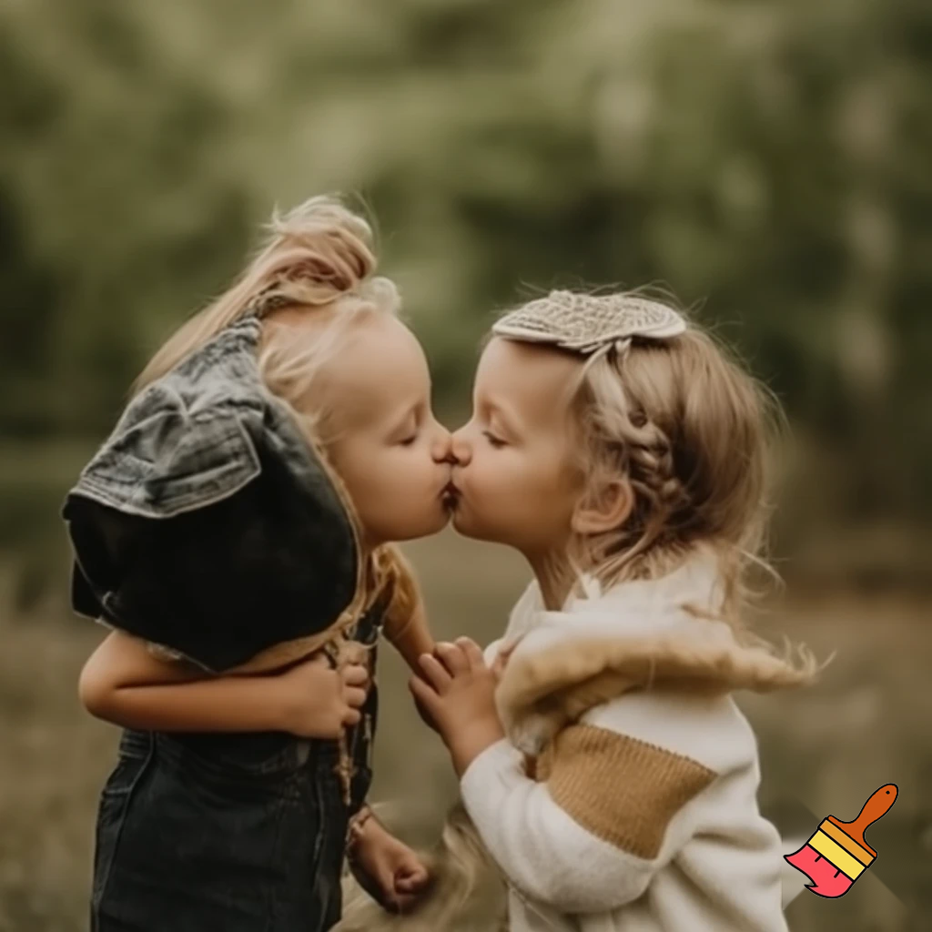 A girl kissing lips here boy frind the girls is without drees
