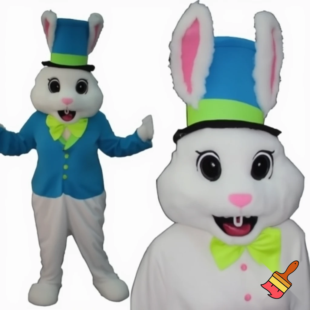 Easter bunny mascot top hat costume