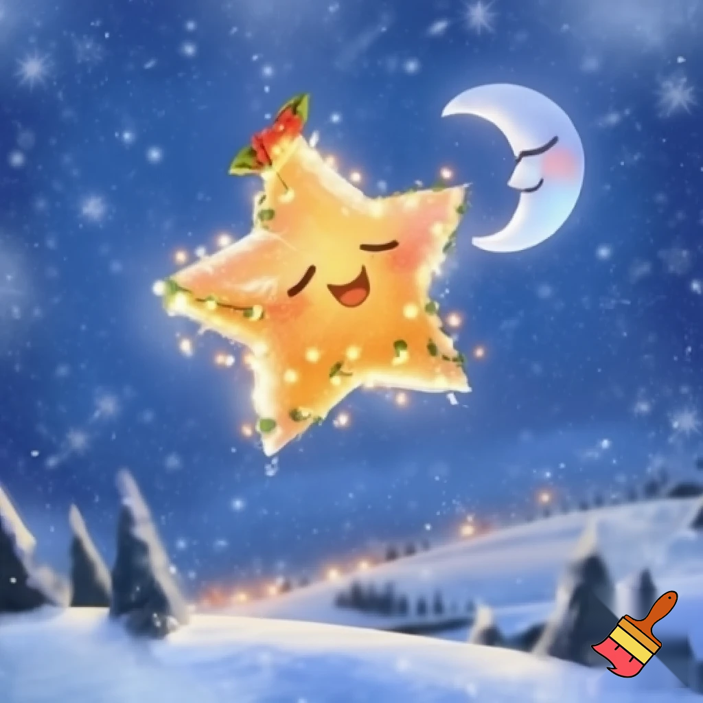 Star and the moon christmas cartoon