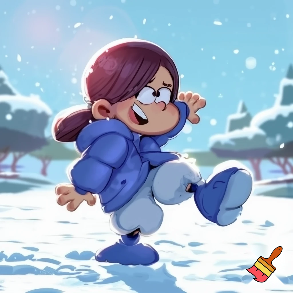 Make Sid Chang from loud house in a winter day and her winter outfit blue boots, puffy pants, and a blue puffy jacket 