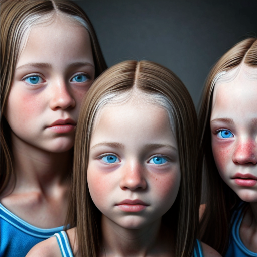 generate 16 year old triplets girls with black hair and blue eyes
