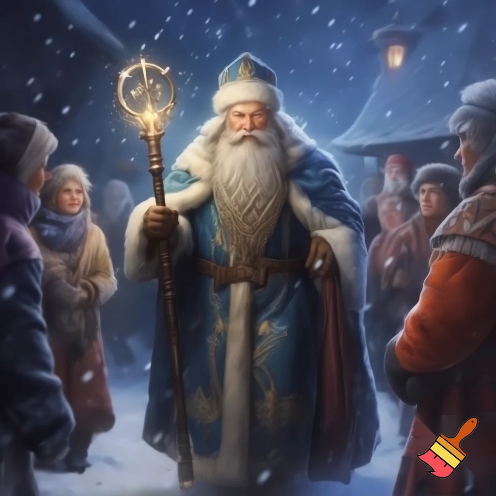 Russia, Santa Claus walking sticks star real Santa Claus people a real real people a real person
