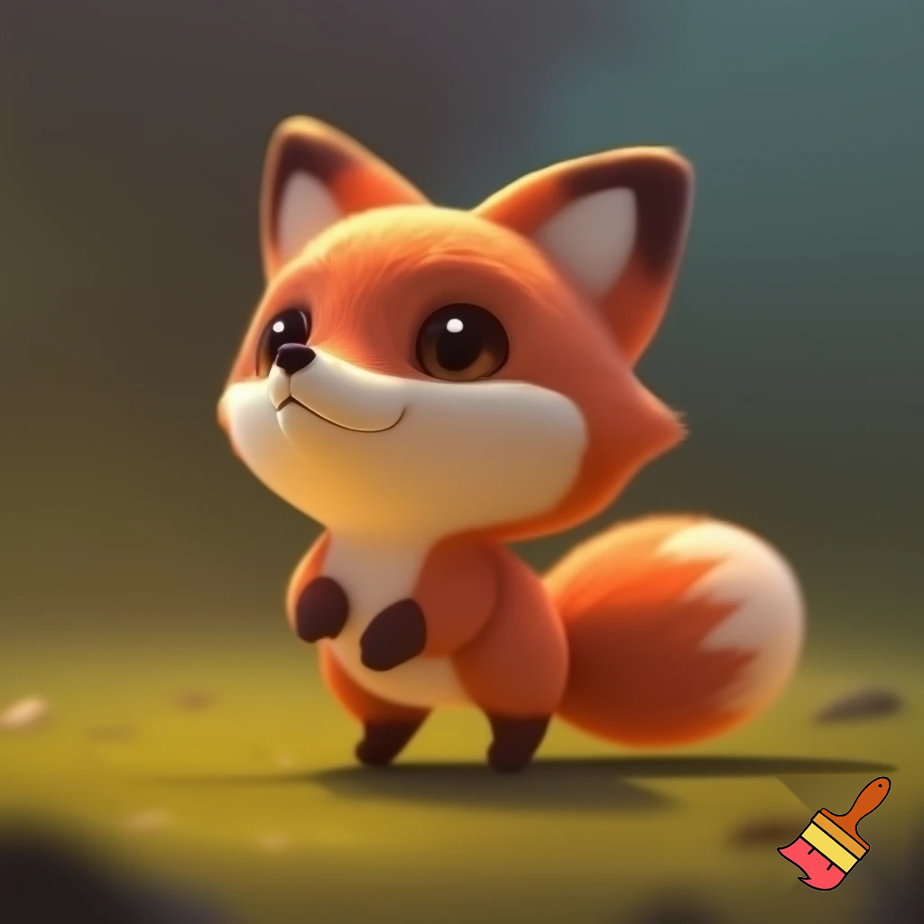 A cute cartoon fox on its hind legs.