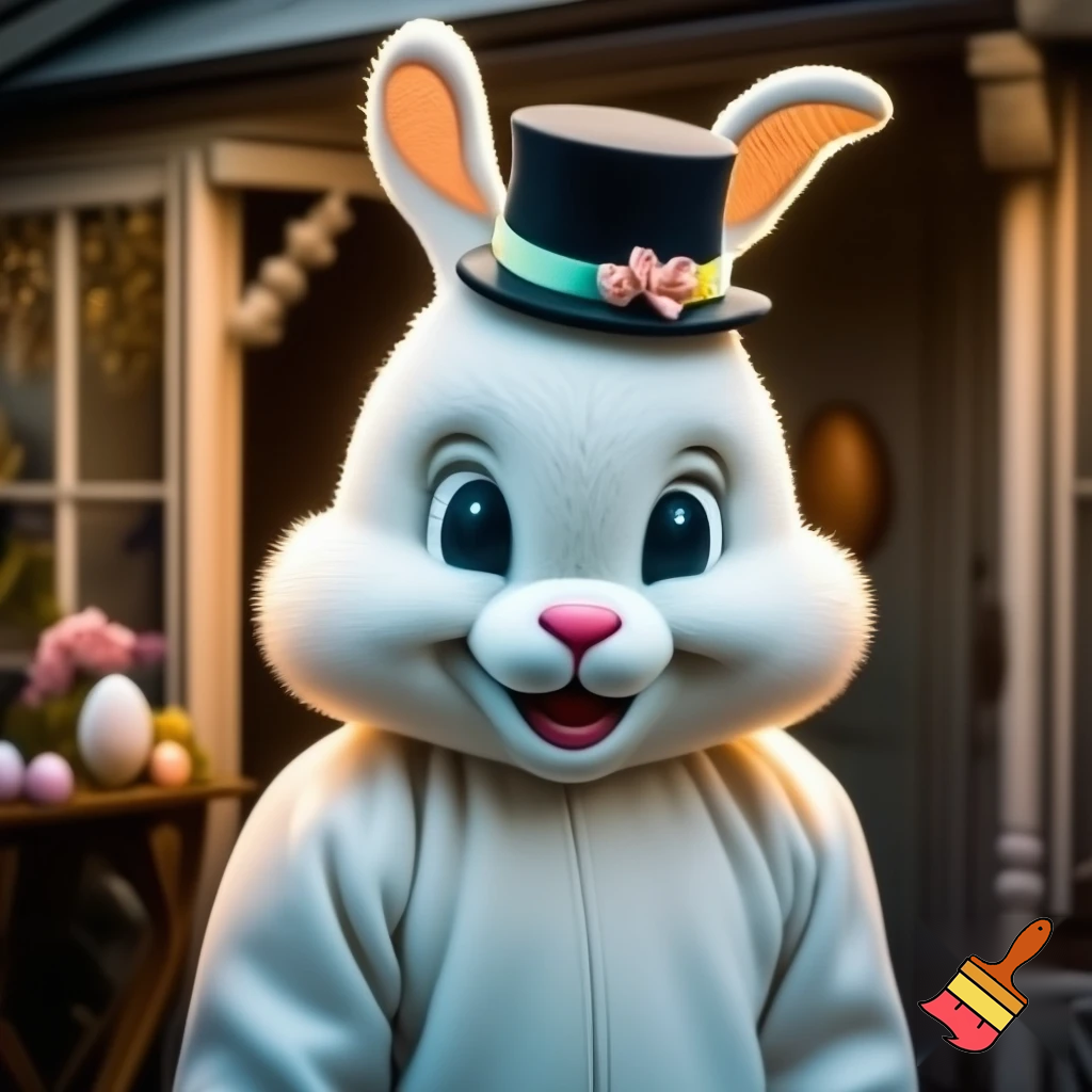 Easter bunny mascot costume top hat Easter only sells house