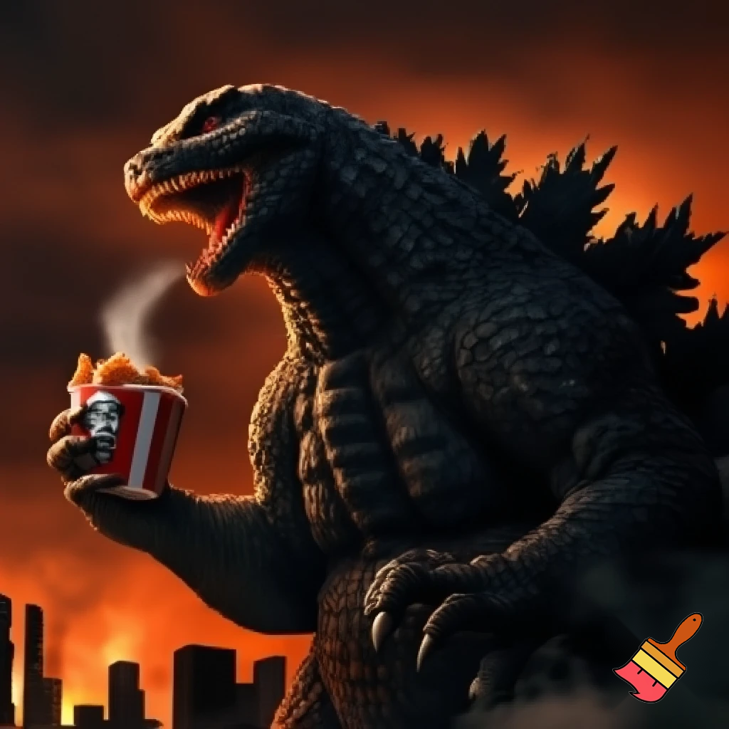 Godzilla  eating KFC