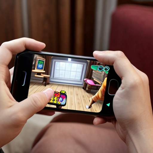 Goretzka play game on apple phone and Vanessa play game on apple phone at the living room 