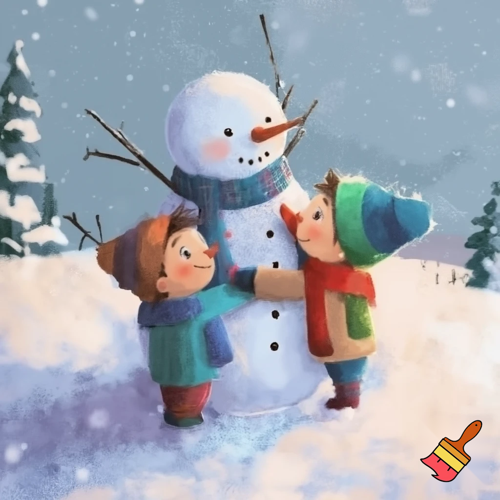 snowmen mum and two sons
