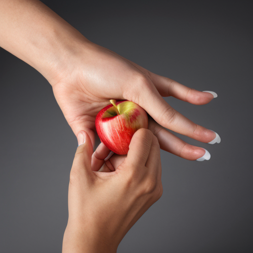 "realistic female hand, open palm facing upward as if holding an invisible apple, top view, fingers slightly curved in a natural holding position, soft natural lighting, plain white background, high detail skin texture, no shadows, isolated hand, photorealistic style, 4k quality"
