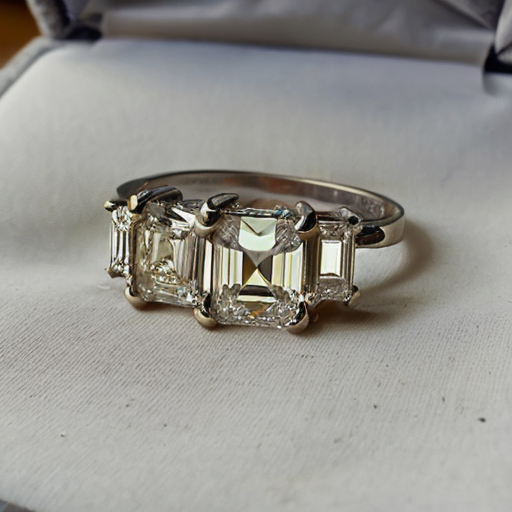 an elegant ring with the only one large rectangular baguette-cut stone