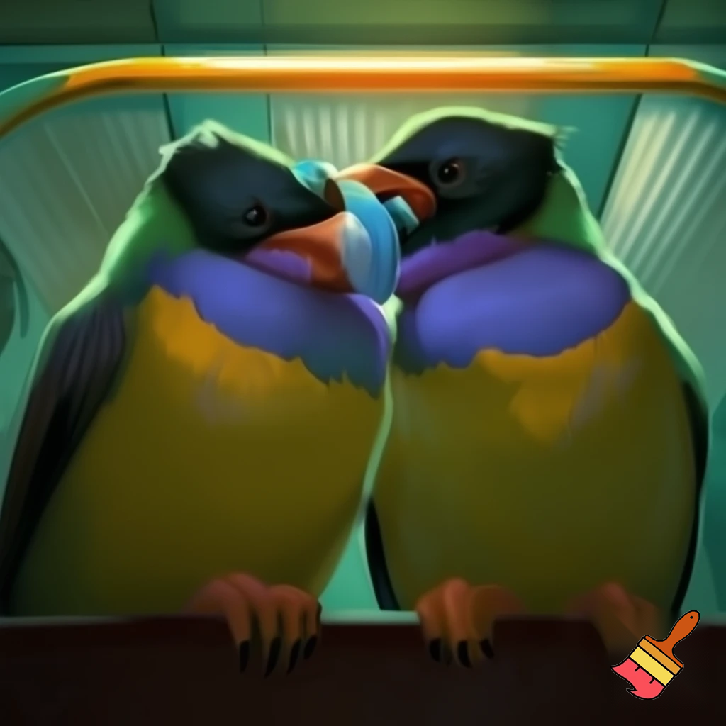 Two labubu having sex on a subway