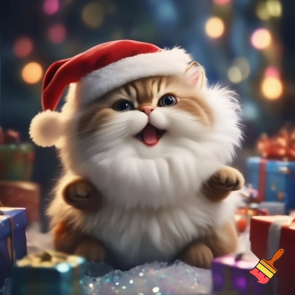 3d cat santa claus