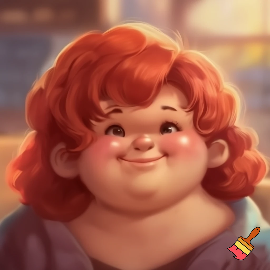 short, fat , obese short women with a big chubby neck and red hair