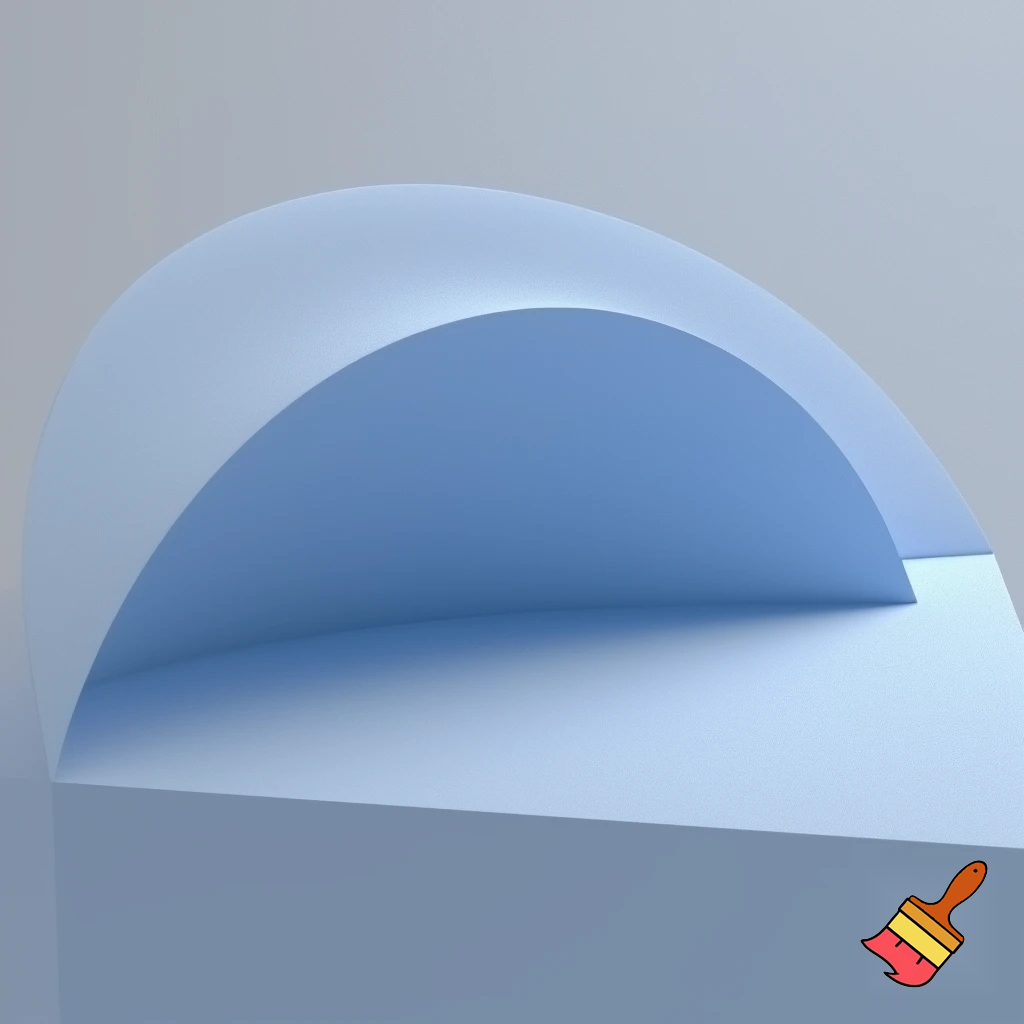 A three-dimensional shape with a flat, plane-like base featuring four distinct corners, and a smooth, obloid dome that stretches upward and outward from all edges of the base, creating a continuous, rounded curvature over the entire shape