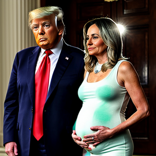 pregnant Joe Biden and a trump behind him
