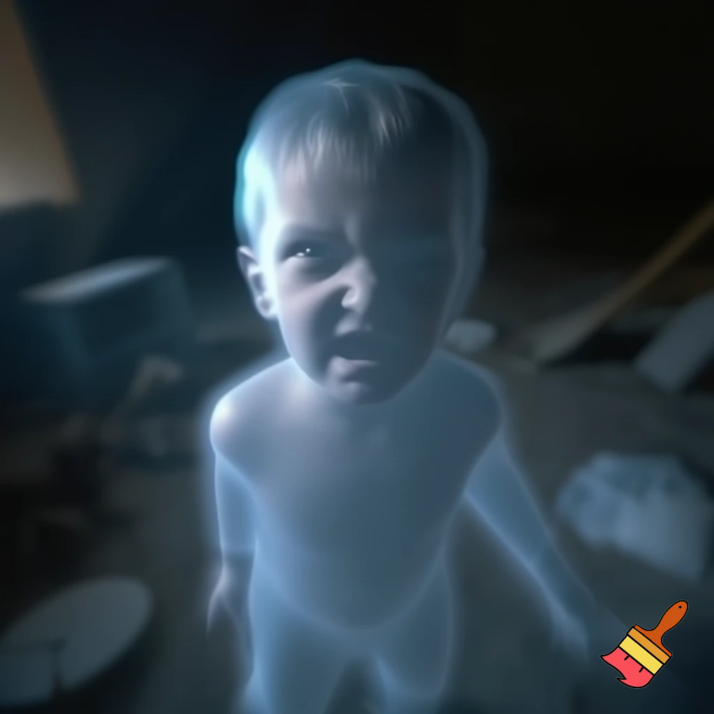 A ghost kid looking mad 