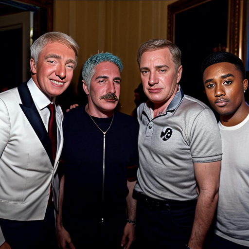 Jeffery epstein, Adolf hitler, sean diddy combs, stephen hawking, charlie kirk and donald trump having party at mansion
