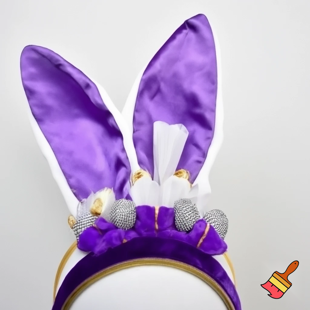 Easter top hat with headband, Easter bunny ears, purple and white velvet and fabric purple and white gold, gold and silver special delicate hat special delicate