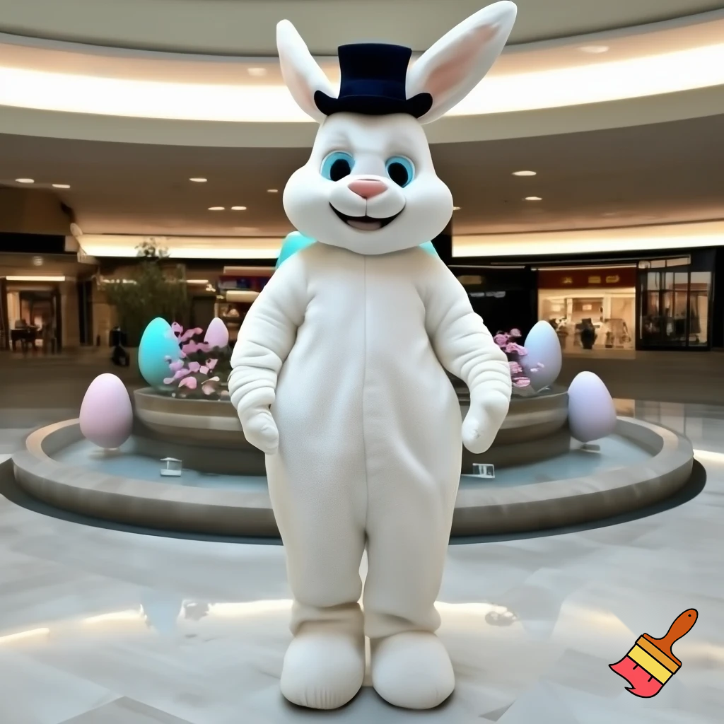  Easter bunny mascot costume top hat special land special in delicate shopping Centre Fountain Gate a colour face