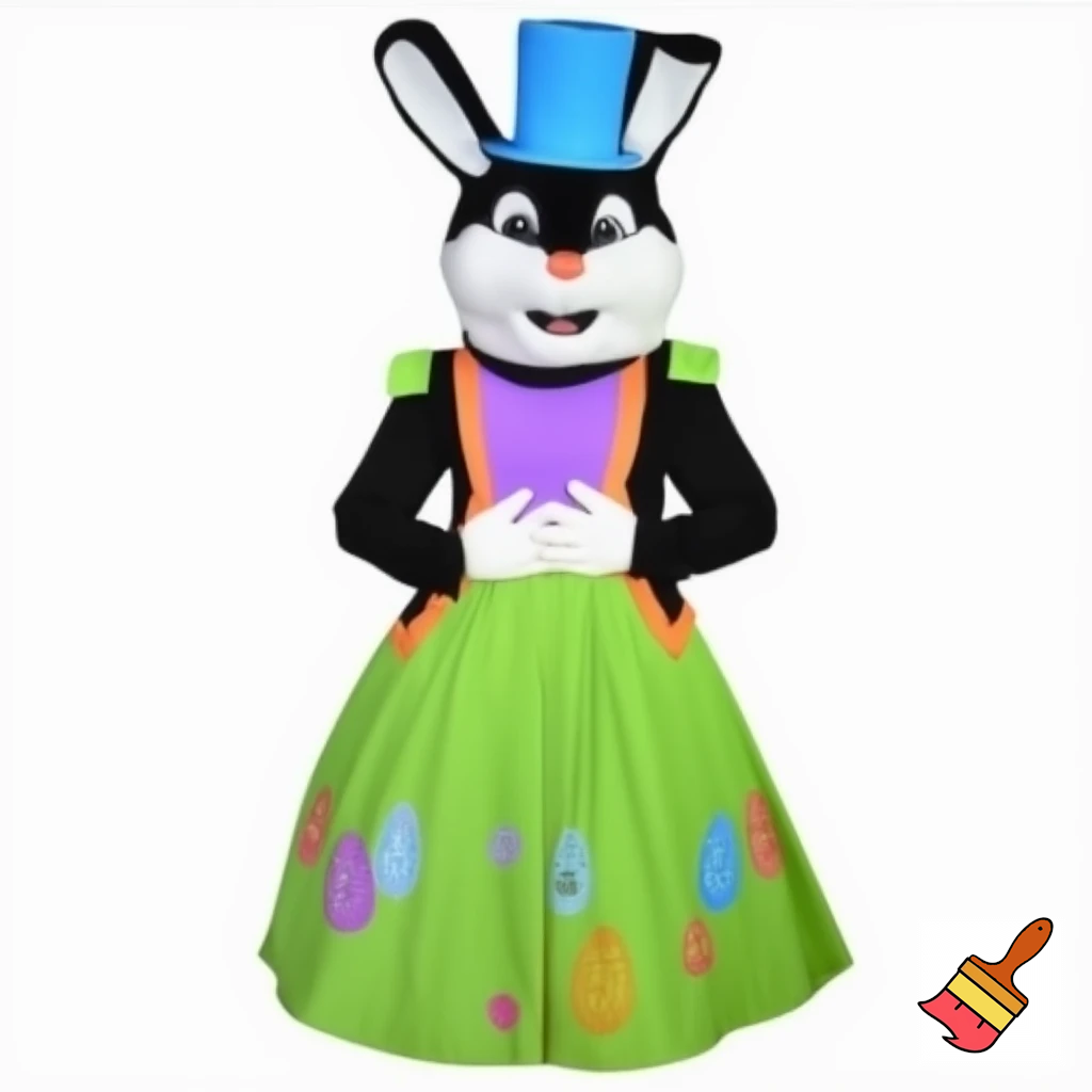 Easter bunny castle mascot top hat costume
