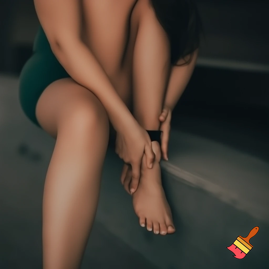 Attractive woman wearing panties around her ankles 