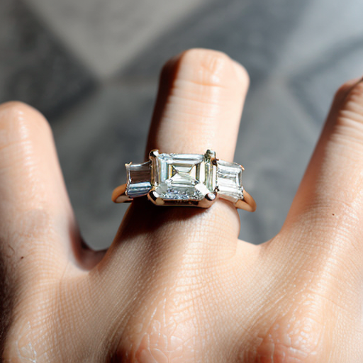 an elegant ring with one large rectangular baguette-cut stone