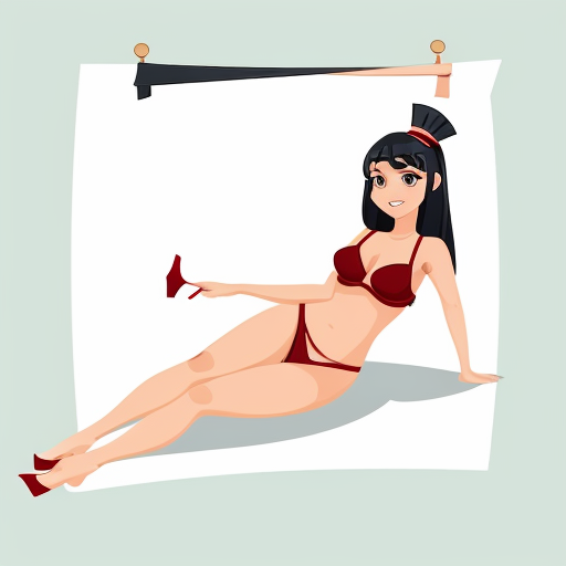 Create a woman in anime style wearing a magician outfit pulling her underwear up taking them off with her high heels while laying down