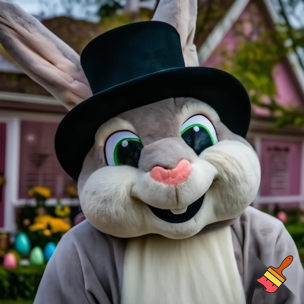 Easter bunny mascot costume top hat Easter only sells house