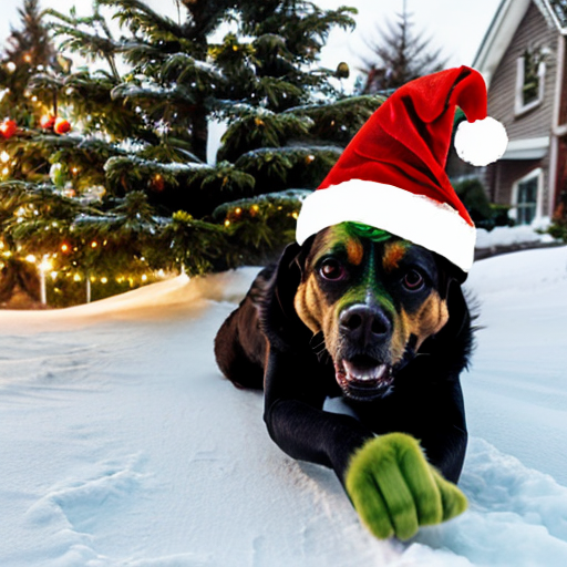 the christmas grinch with his dog Max sliding down from the top of the hill
