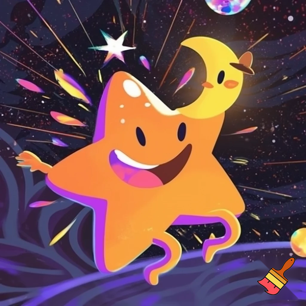 Star and the moon funky cartoon style 