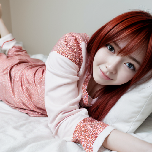 anime girl with red pajamas laying down
with white shirt


