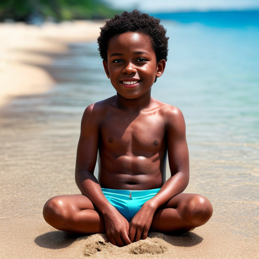 make a pic of black american son who seat on pog's island beach and put his name chriss on the pic.
