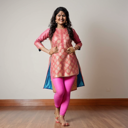 indian mom dancing in sleevless kurti and leggings