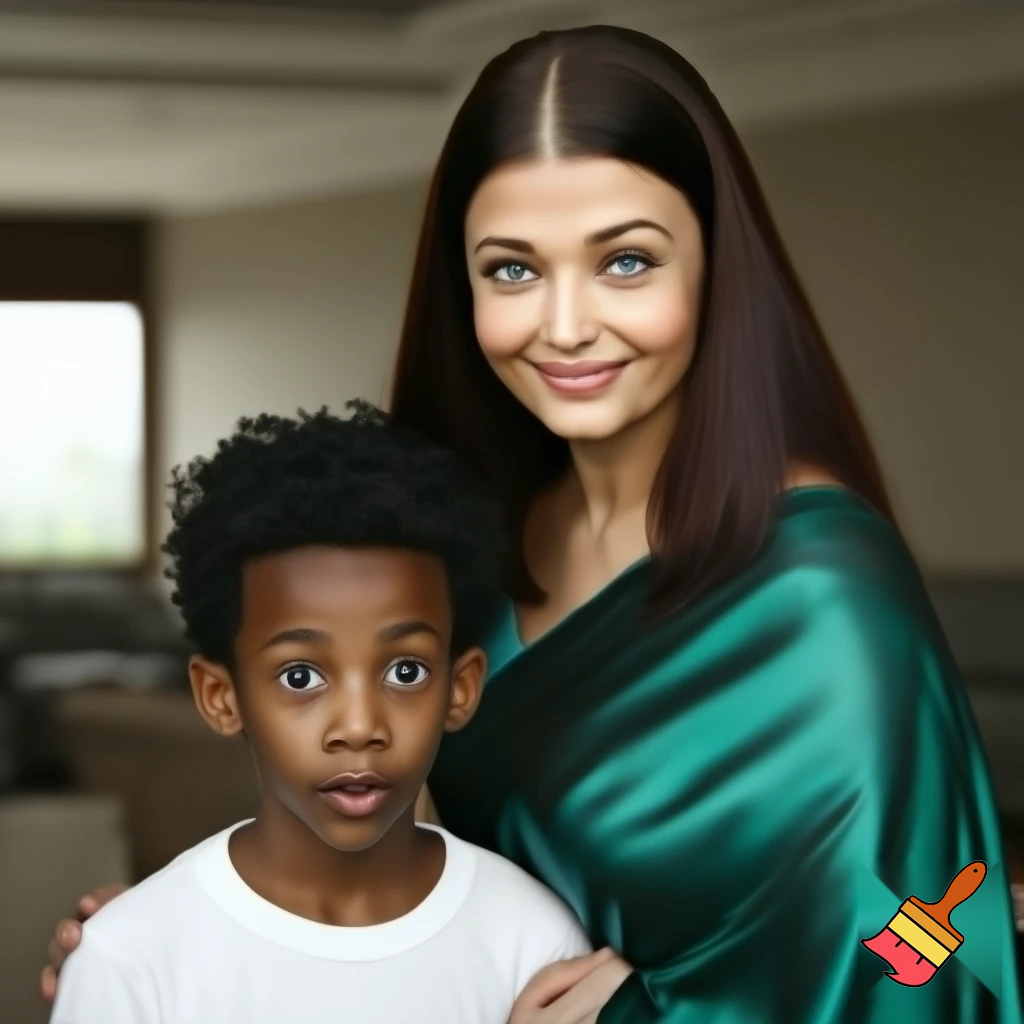 Aishwarya Rai  with a young African boy