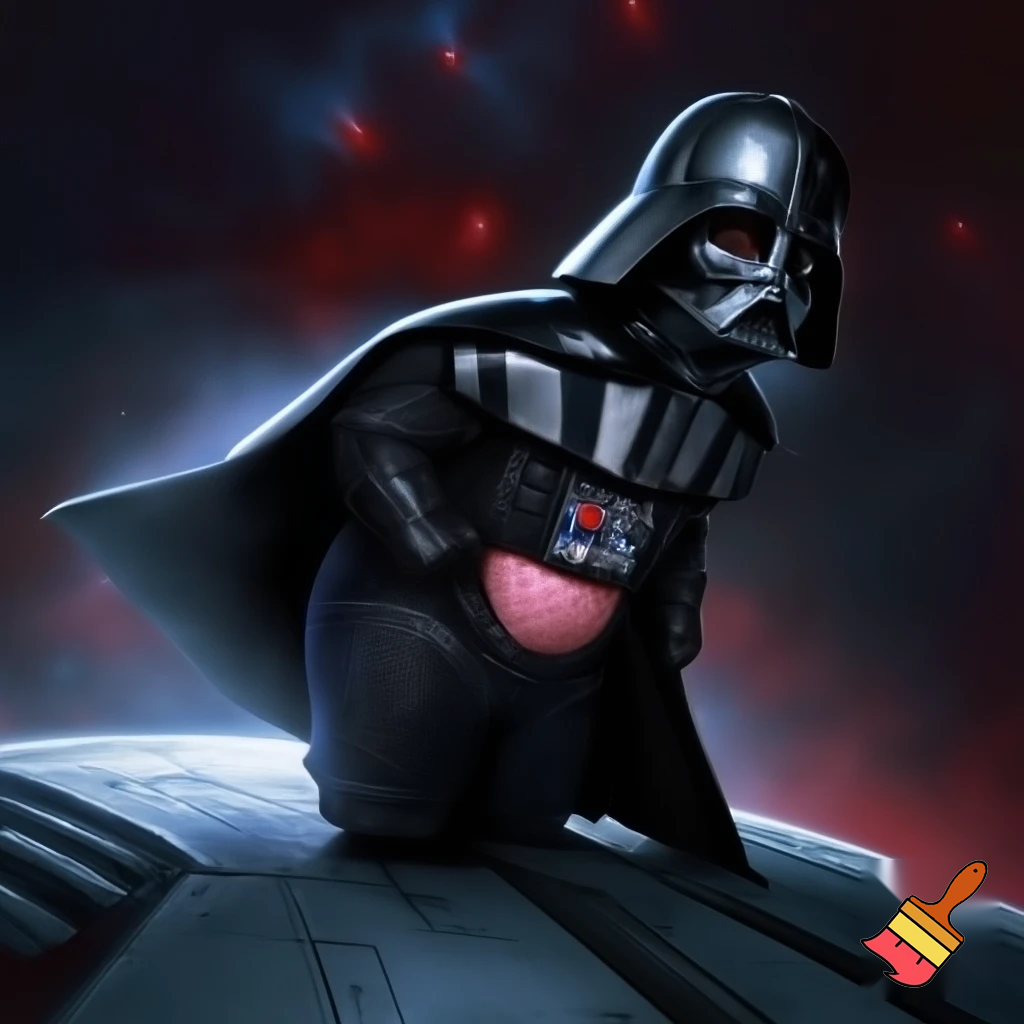 Patrick wearing Darth Vader's armour