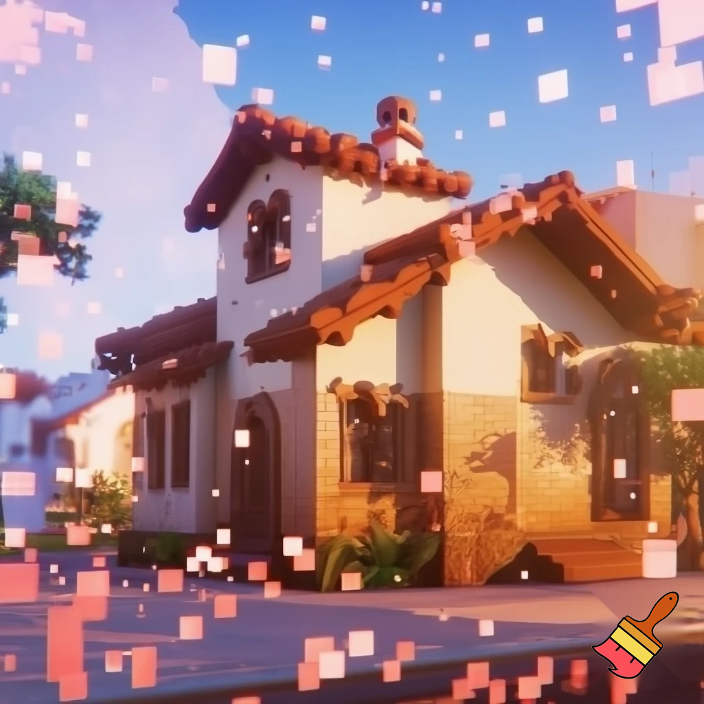 I want that wive me a ilustration of the Casita of Principe whit some pixels on pink