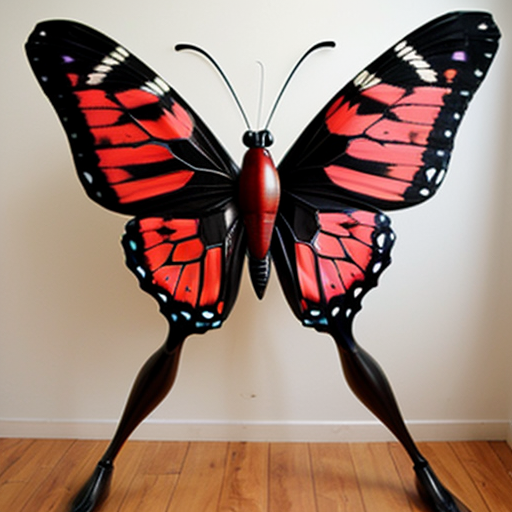 a Lifesize butterfly with human legs
