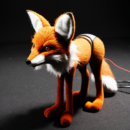 Un zorro animatronico con pelo a dos patas
