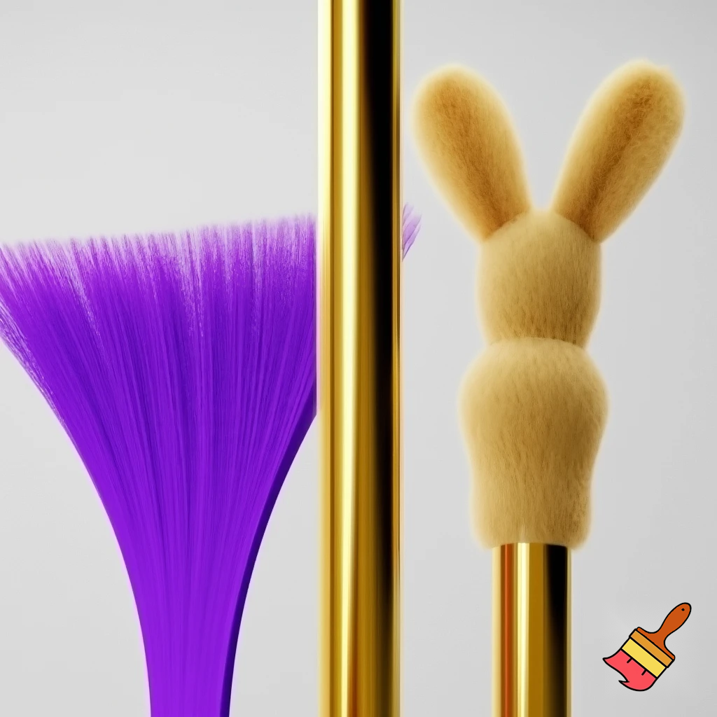Broomstick, gold broomstick and purple Easter bunny broomstick