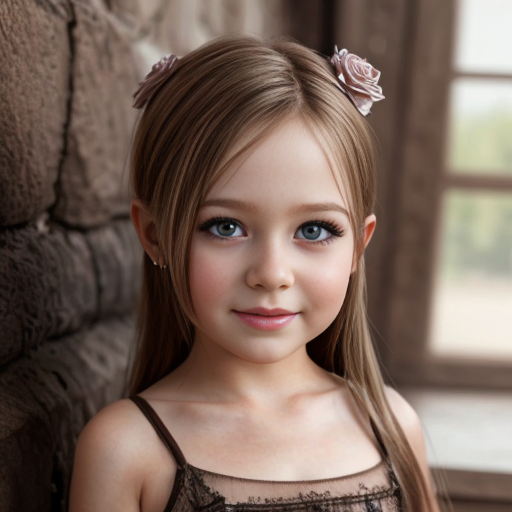 russian brunette little girl at party dress, very beautiful, on the party, brown eyes